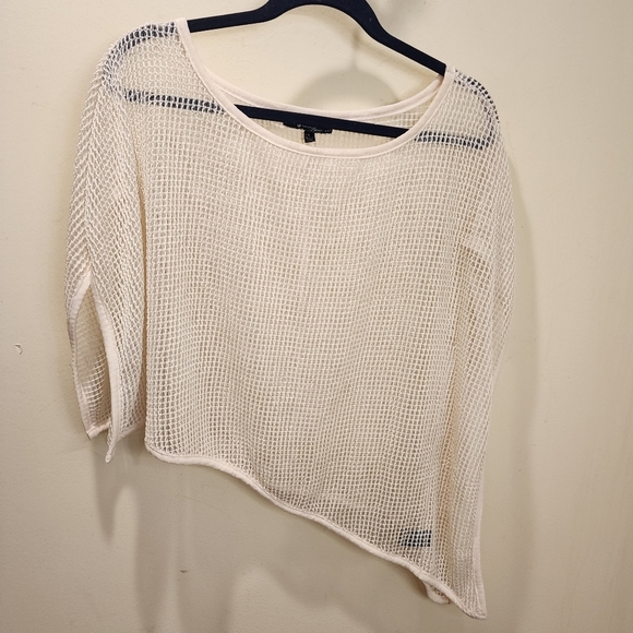 Um Gee Ivory Fishnet High Low boho top size L - Picture 1 of 9
